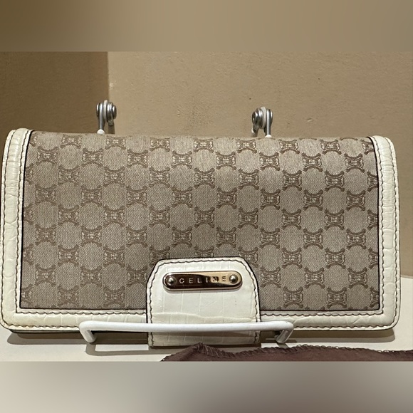 Celine Macadam Embossed Leather and Tan Canvas Long Wallet w/box & dustbag - Picture 5 of 16